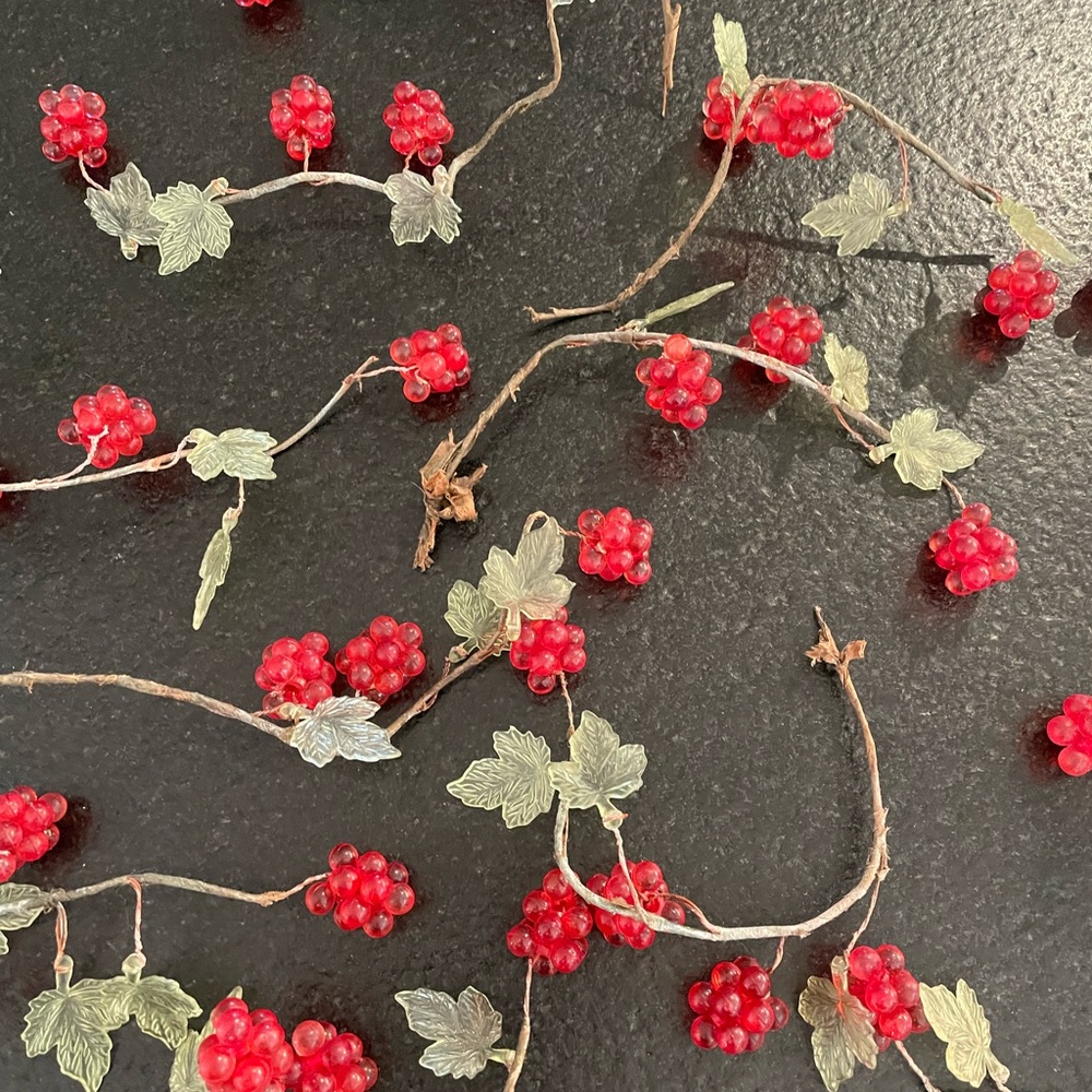 Vintage Christmas Lucite Acrylic Red Berries and Leaves  Pieces